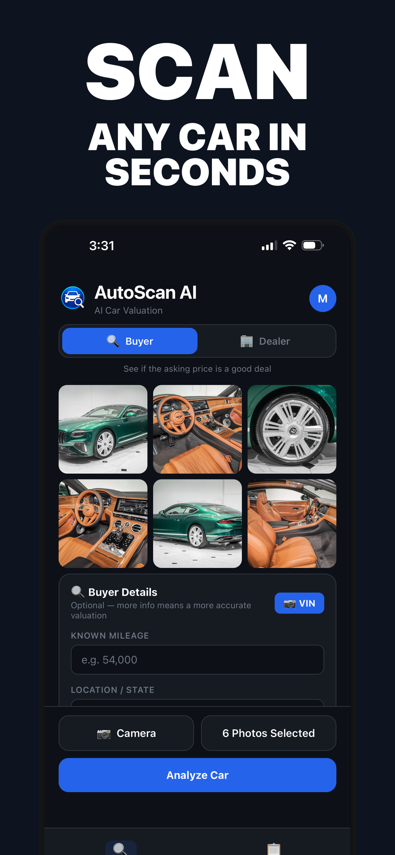 AutoScan AI — iPhone screenshot